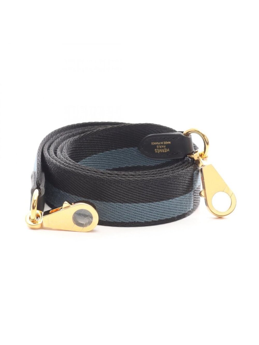 Hermes Shoulder Strap Bandouliere Sangle Casaque Blue Tompet Black